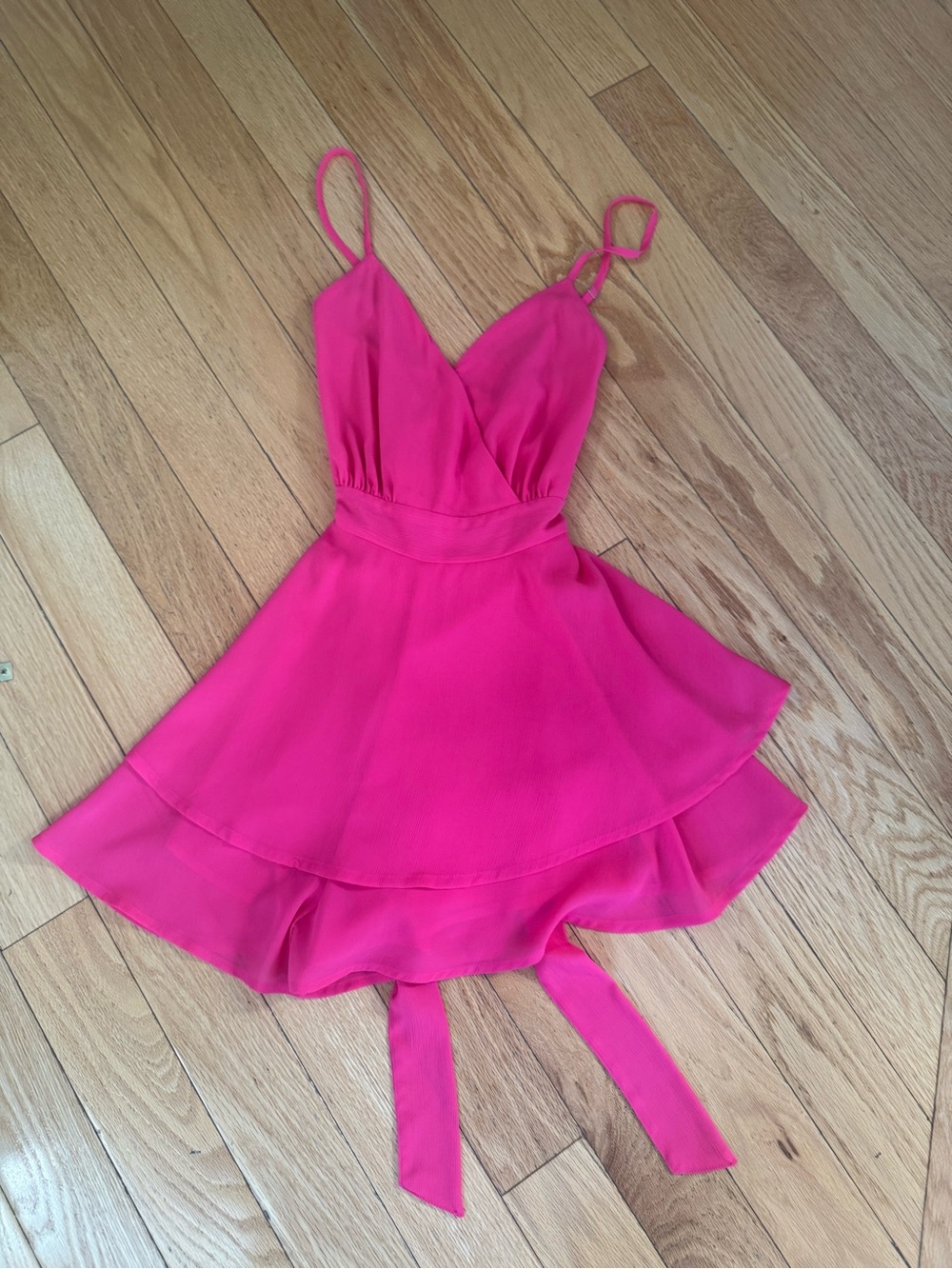 Hot Pink Spaghetti Strap Mini Dress - Unbranded